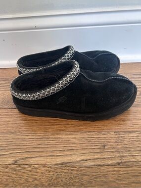 UGG Kids Tasman II Slippers Black Suede Size 3 Big Kid Slip On Clog Shoes Comfy